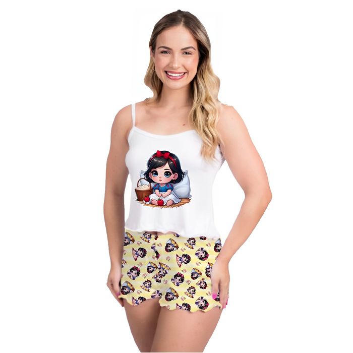 Pijama Curto Vivi Branca De Neve Baby Gota De Sonho