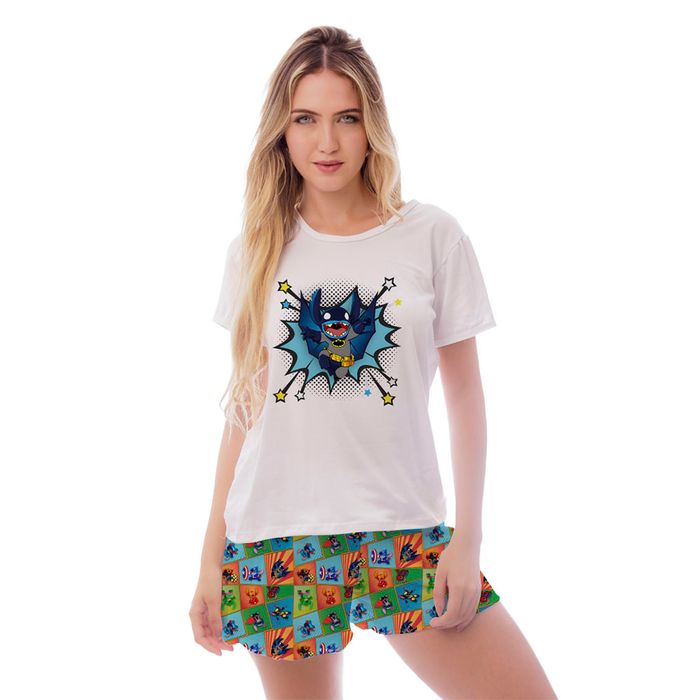 Pijama Curto Gabi Stitch Heróis Gota De Sonho
