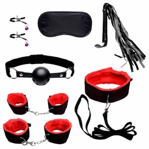 Kit Sado Bondage Preto Com Vermelho Sexy Import