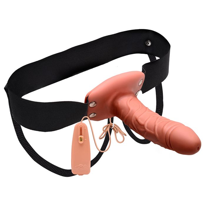 Capa Peniana Extensora 15 X 4,5cm Cinto E Vibrador Hot Flowers