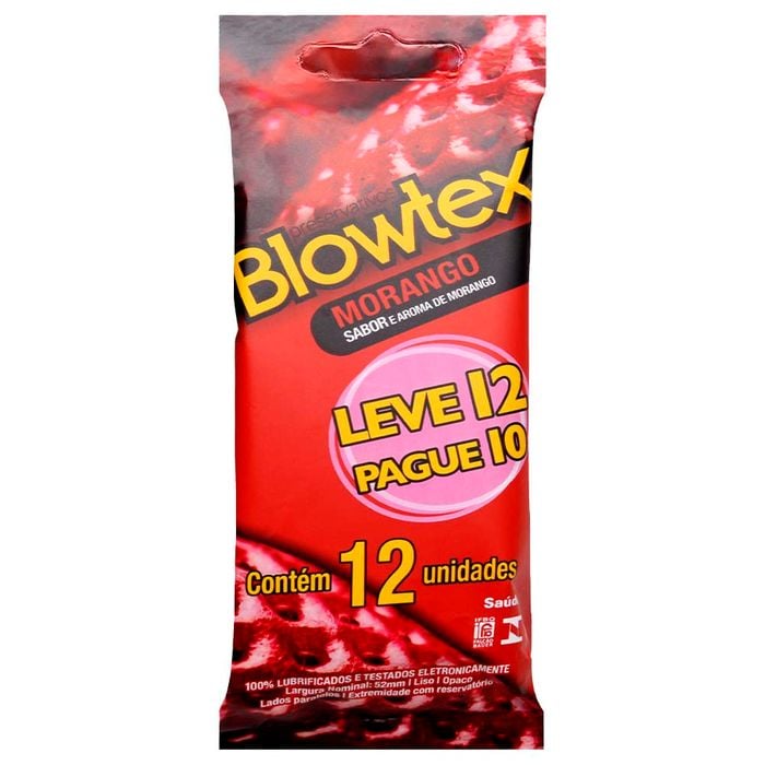 Preservativo Sabor Morango 12 Unidades Blowtex