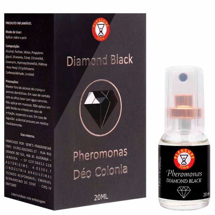 Diamond Black Deo Colônia Masculina Pheromonas 20ml Pleasure Line