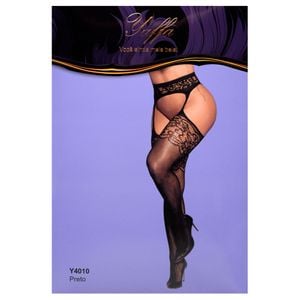 Meia Calça 7/8 Lisa Com Renda Cinta Liga Yaffa
