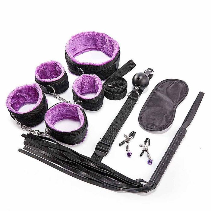 Kit Sado Bondage Roxo 7 Itens Sexy Import