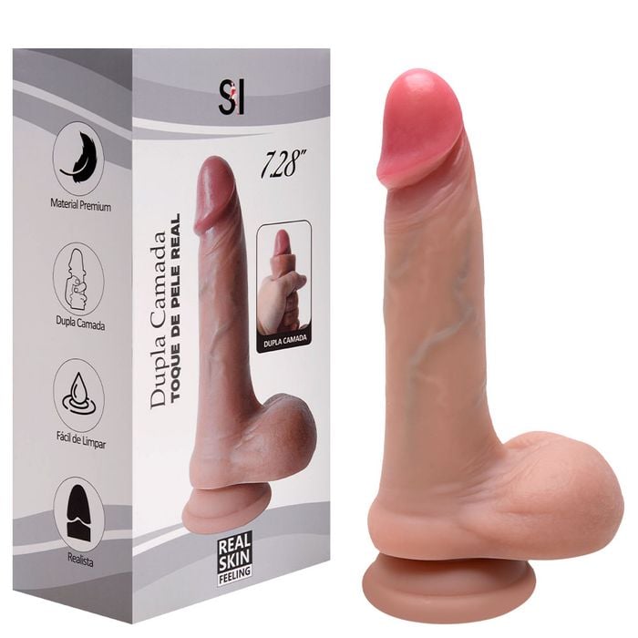 Pênis Dupla Camada Silicone 18,5 X 3cm Sexy Import