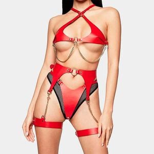 Conjunto Harness Top Calcinha Cinta Liga Sexy Import