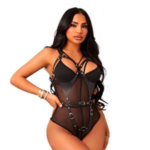 Harness Estruturado Couro E Argolas 3 Sexy Import