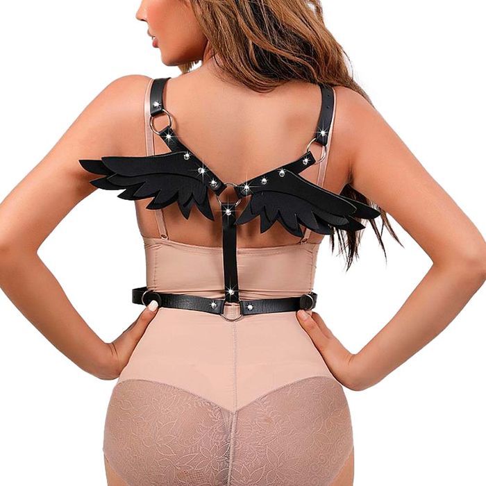 Harness Peitoral Com Asas Em Couro Sexy Import