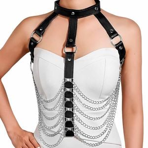 Harness Corporal Em Couro Correntes 2 Sexy Import