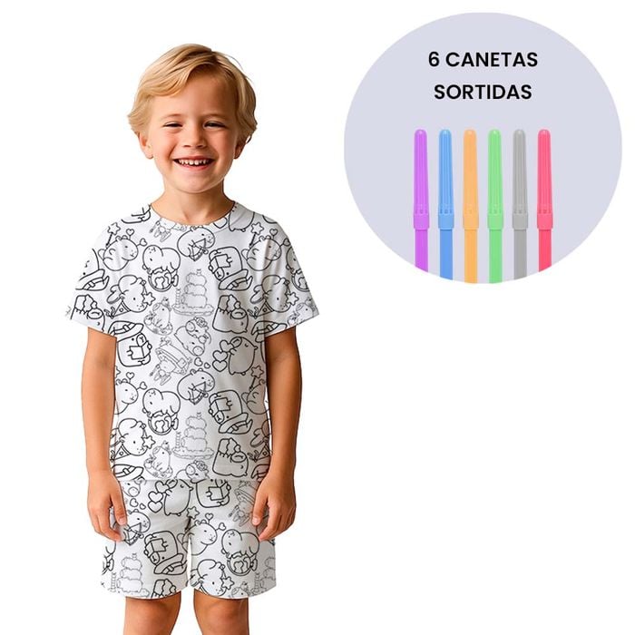 Pijama Infantil Davi Colorir Capivara Gota De Sonho