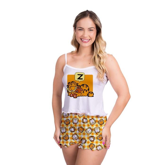 Pijama Curto Vivi Garfiled V Gota De Sonho