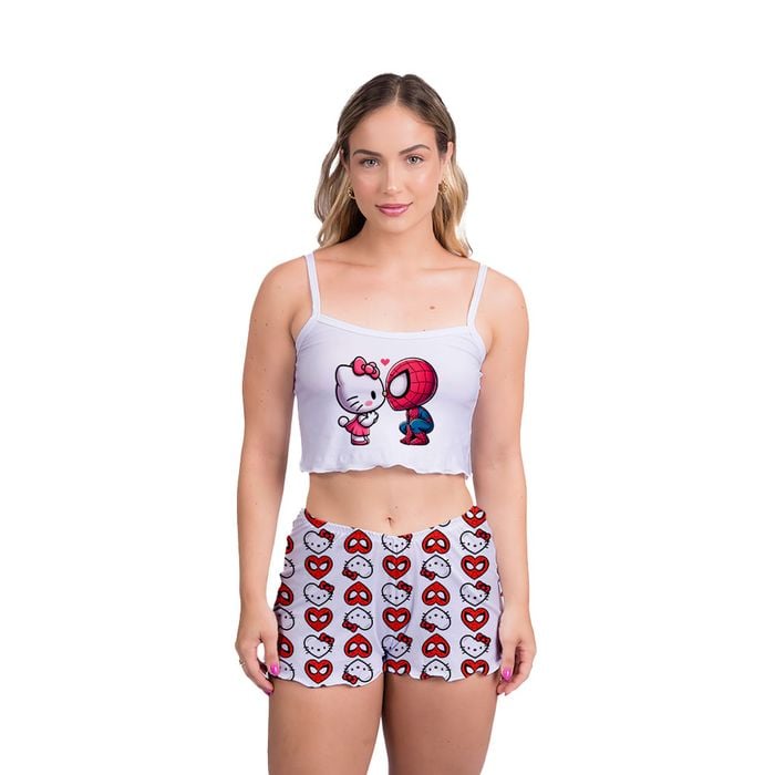 Pijama Virgínia Hello Kitty Spider Gota De Sonho