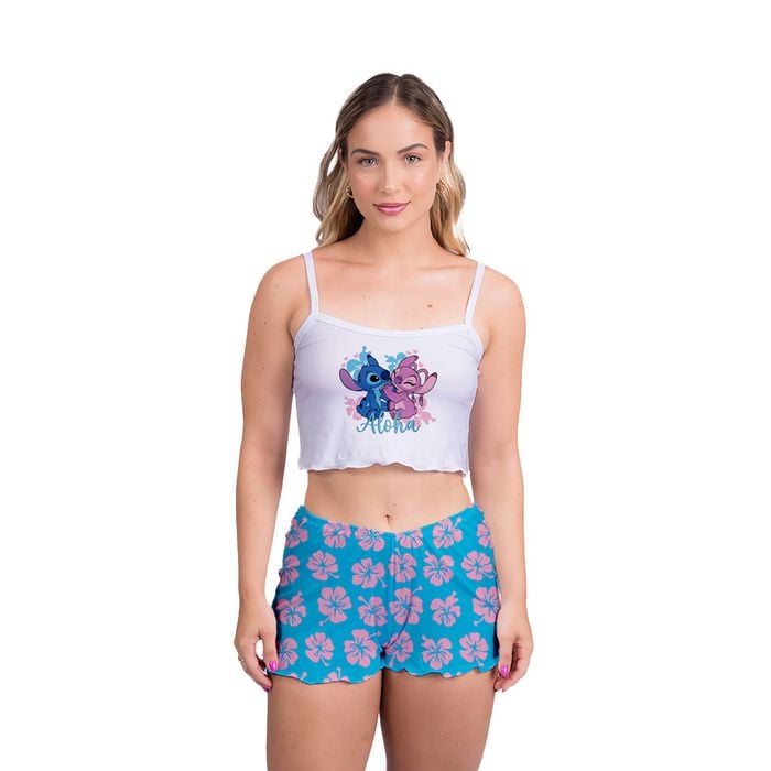 Pijama Virgínia Stitch Angel Aloha Gota De Sonho