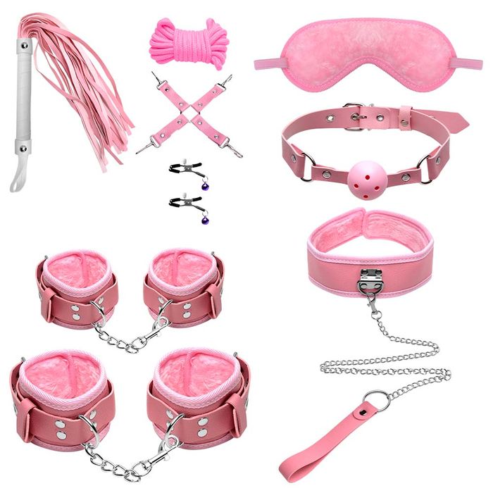 Kit Fetiche Bondage Sado Rosa Sexy Import