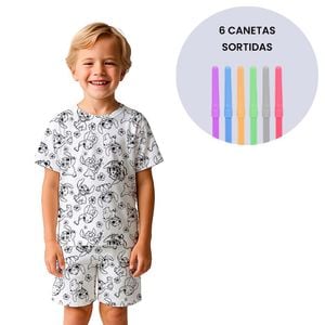 Pijama Infantil Davi Colorir Stitch Gota De Sonho