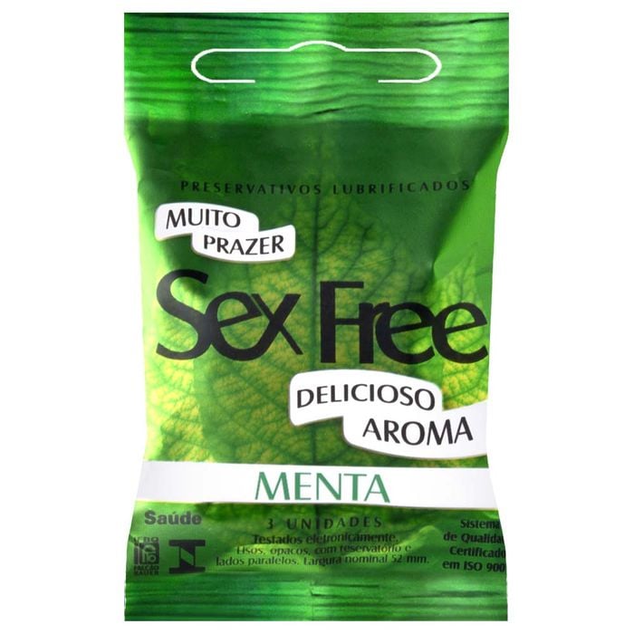 Preservativo Menta Com 3 Unidades Sex Free