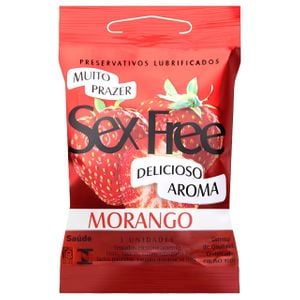 Preservativo Morango Com 3 Unidades Sex Free