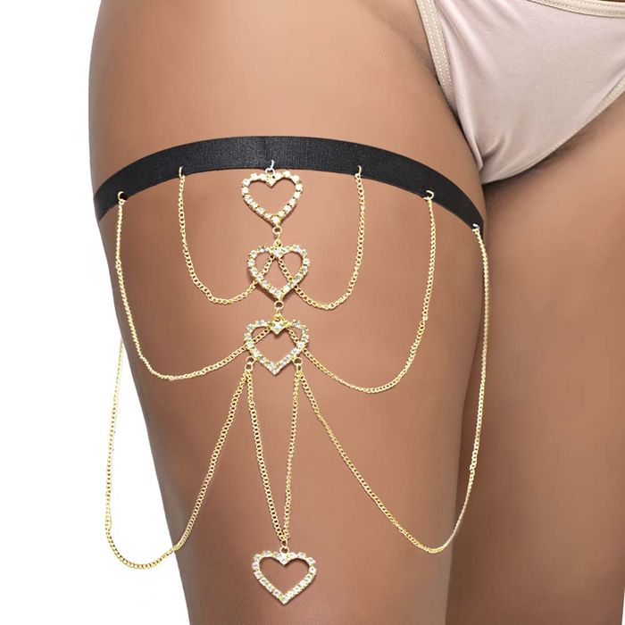 Persex Corações Strass Correntes Joia De Corpo Yaffa