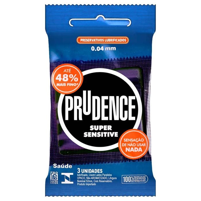Preservativo Super Sensitive Com 3 Unidades Prudence