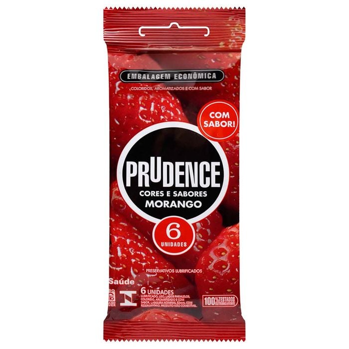 Preservativo Morango Com 6 Unidades Prudence