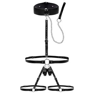 Kit Bondage Cintura Cruzada Coleira Youvibe Vipmix