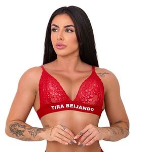 Soutien Top Renda Tchutchan Vermelho Frases Tallyta