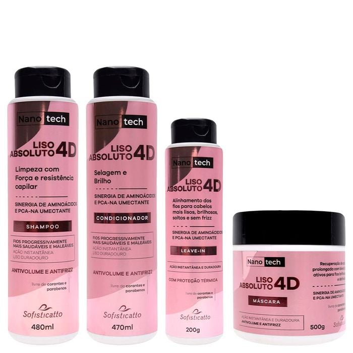 Kit Capilar Liso Absoluto 04 Itens Sofisticatto