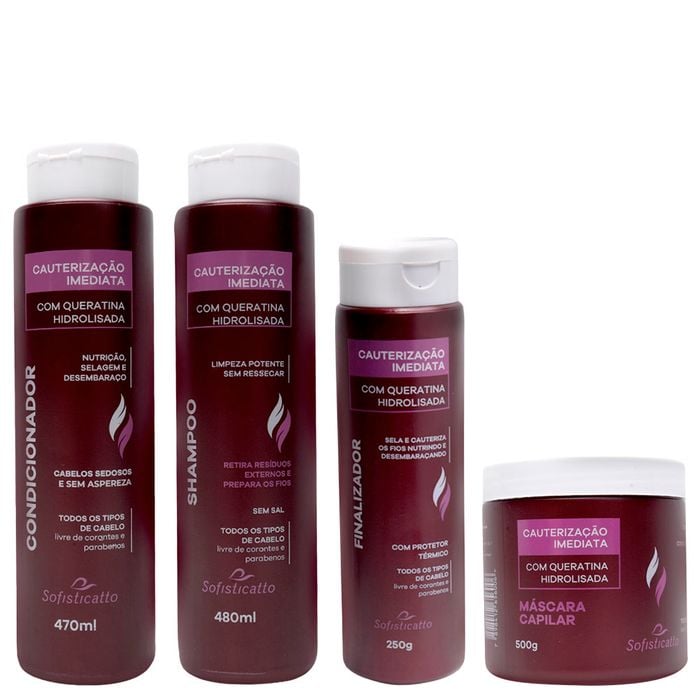 Kit Capilar Cauterização Imediata 04 Itens Sofisticatto