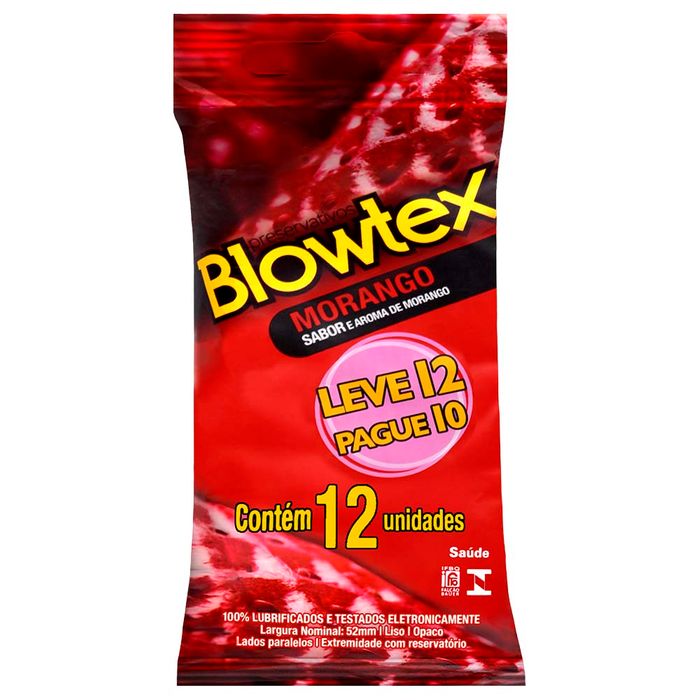 Preservativo Sabor Morango 12 Unidades Blowtex