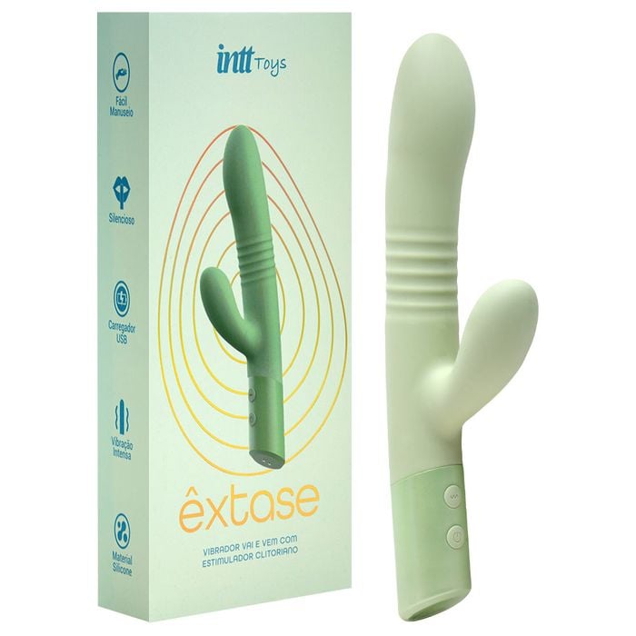 êxtase Verde 10 Vibrações Vai E Vem Silicone Intt