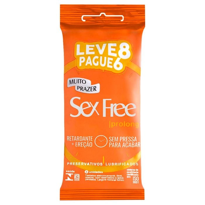 Preservativo Prolong Com 8 Unidades Sex Free