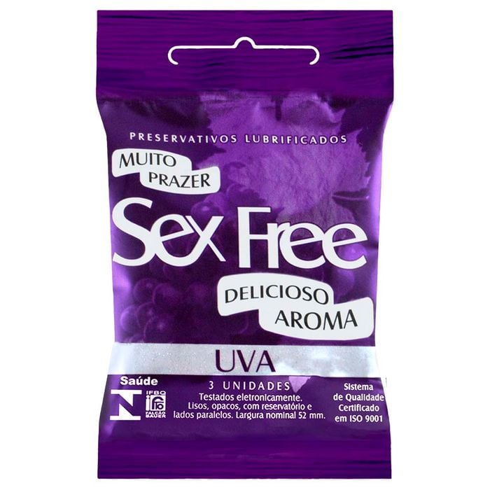 Preservativo Uva Com 3 Unidades Sex Free