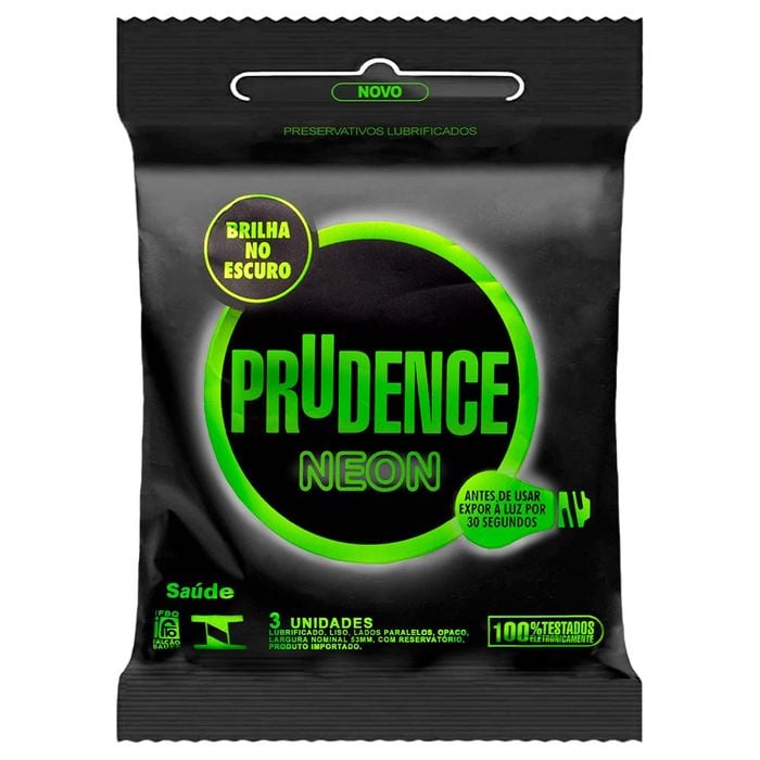 Preservativo Neon Com 3 Unidades Prudence