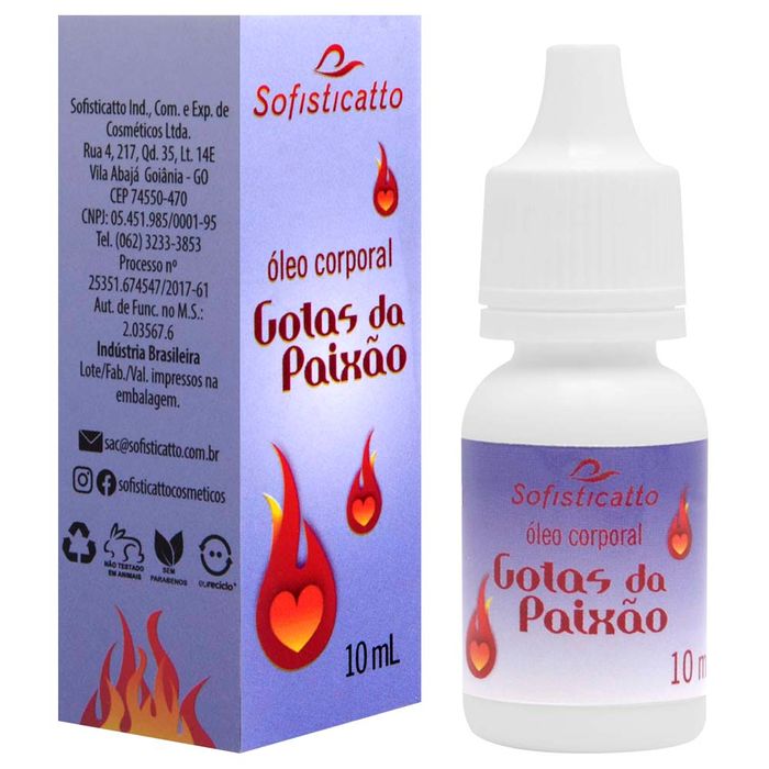 Gotas Da Paixão óleo Excitante Hot 10ml Sofisticatto