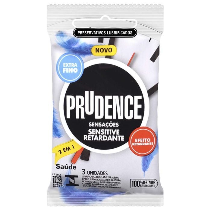 Preservativo Sensitive Retardante Com 3 Unidades Prudence