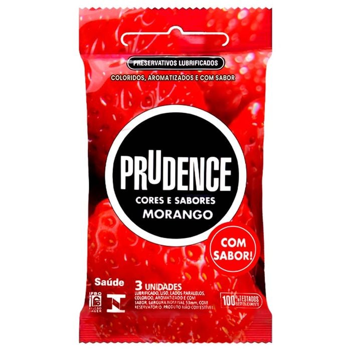 Preservativo Morango Com 3 Unidades Prudence