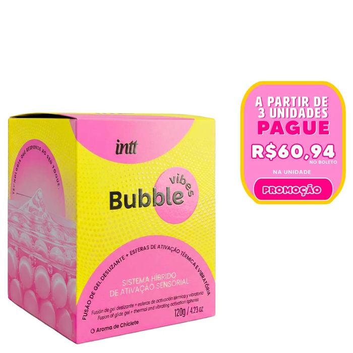 Bubble Vibes Gel 3 Em 1 Desliza Vibra Aquece 120g Intt