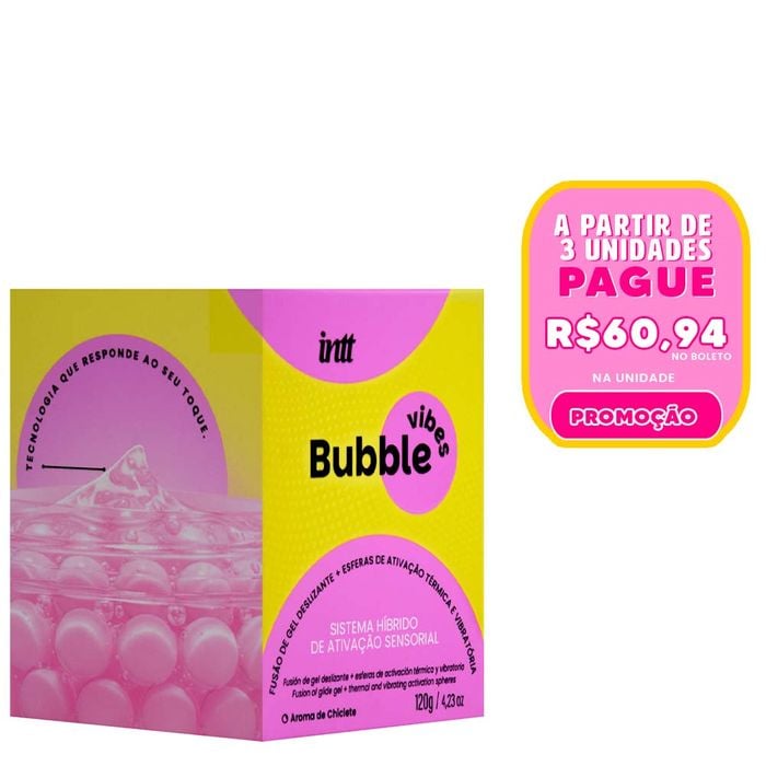 Bubble Vibes Gel 3 Em 1 Desliza Vibra Aquece 120g Intt