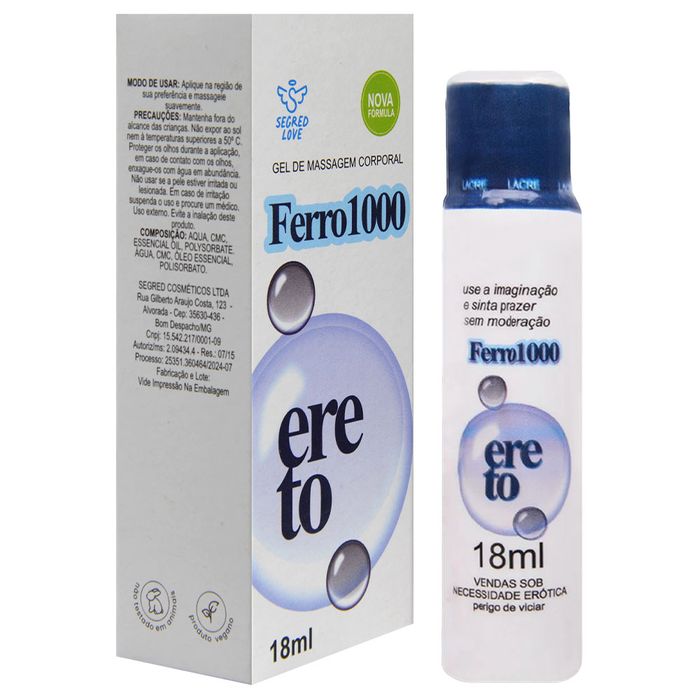 Ferro 1000 Ereto Gel Masculino 18ml Segred Love