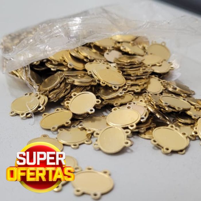 MEDALHA OVAL COM 4 FUROS EM ALUMÍNIO 1 MIL