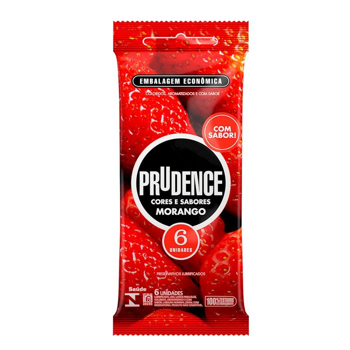 Preservativo Morango Com 6 Unidades Prudence 