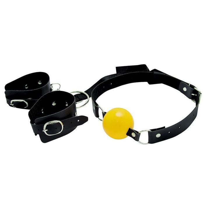 Kit Bracelete Bondagem Com Mordaça Bola Dominatrixxx
