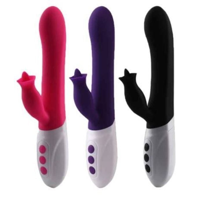 Vibrador Giratório Com Lingua Vibratoria De Dupla Estimulação 