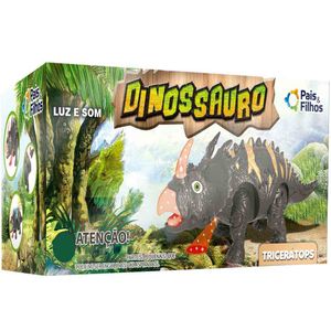 Dinossauro Triceratops Com Som Luz e Movimento 21cm