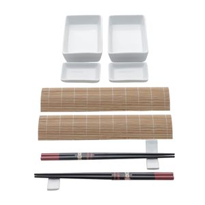 Kit Para Sushi em bambu e cerâmica 10 Peças