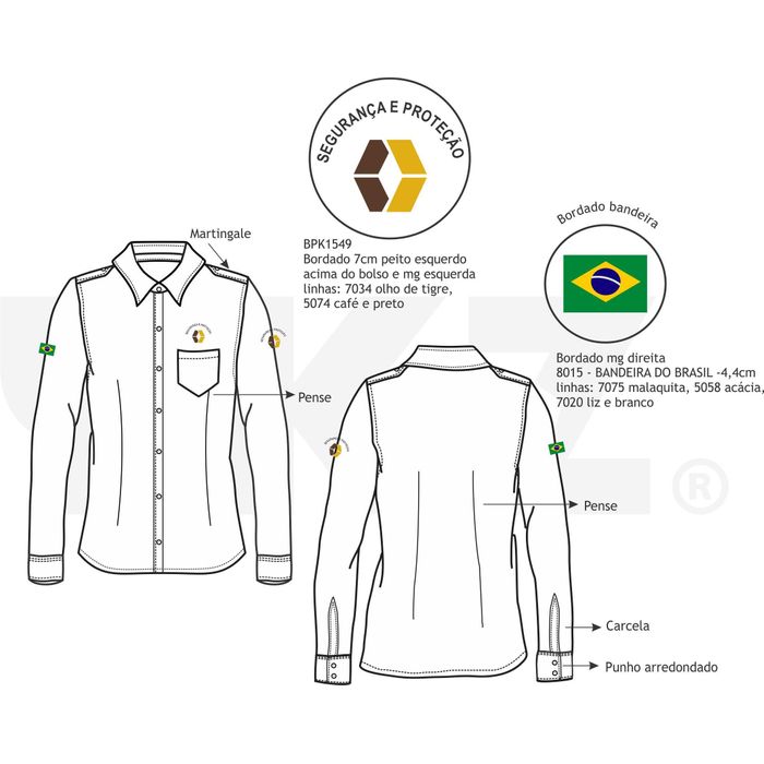Camisa Social Fem Ml Segurança Patrimonial Bimbo 