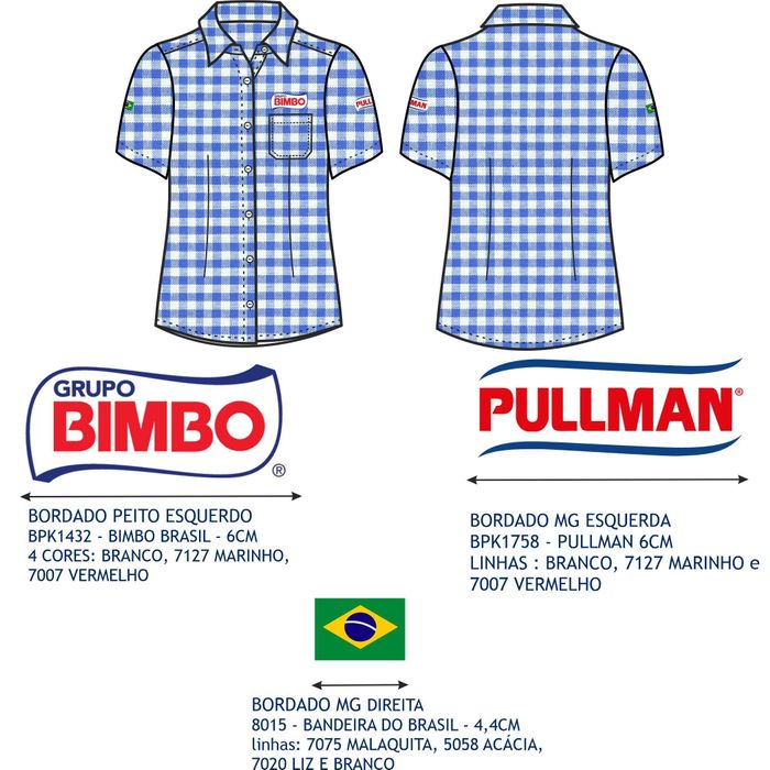 Camisa Social Fem Mc Xadrez Vendedor Pullman Bimbo