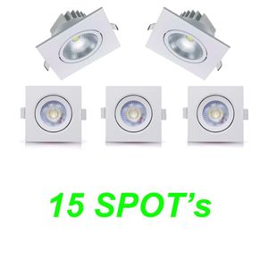 15 Spots Led Embutir Quadrado 5w Bivolt Ctb Modelo D    