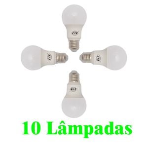 10 Lampadas Bulbo E27 9w Bc - Bivolt Policarbonato Leitosa