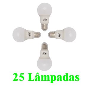 25 Lampadas Bulbo E27 9w Bc - Bivolt Policarbonato Leitosa